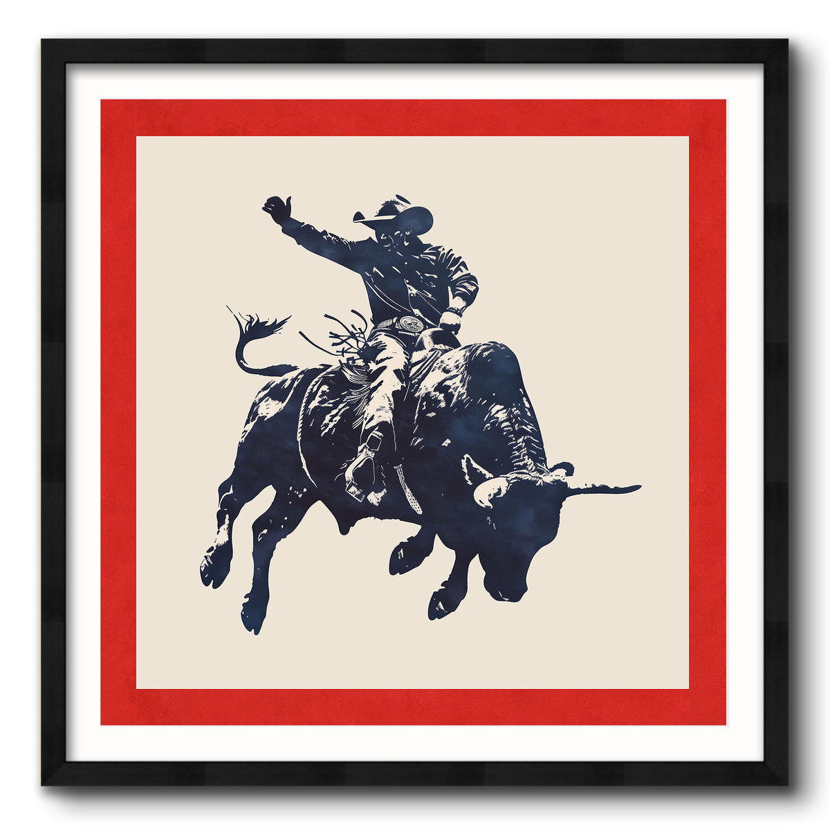 Rodeo Poster Art – Vintage Western Wall Art With Cowboy Artwork & Red ...
